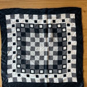Vintage Echo Black and White Patterned 100% Silk Scarf